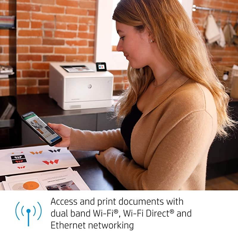 Color LaserJet Pro M454dw Wireless Laser Printer DoubleSided Mobile Printing Security Features Works with Alexa W1Y45A