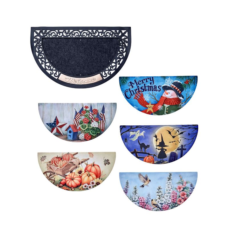 Lakeside Holiday Doormat with Interchangeable Graphic Inserts - 6 Pieces