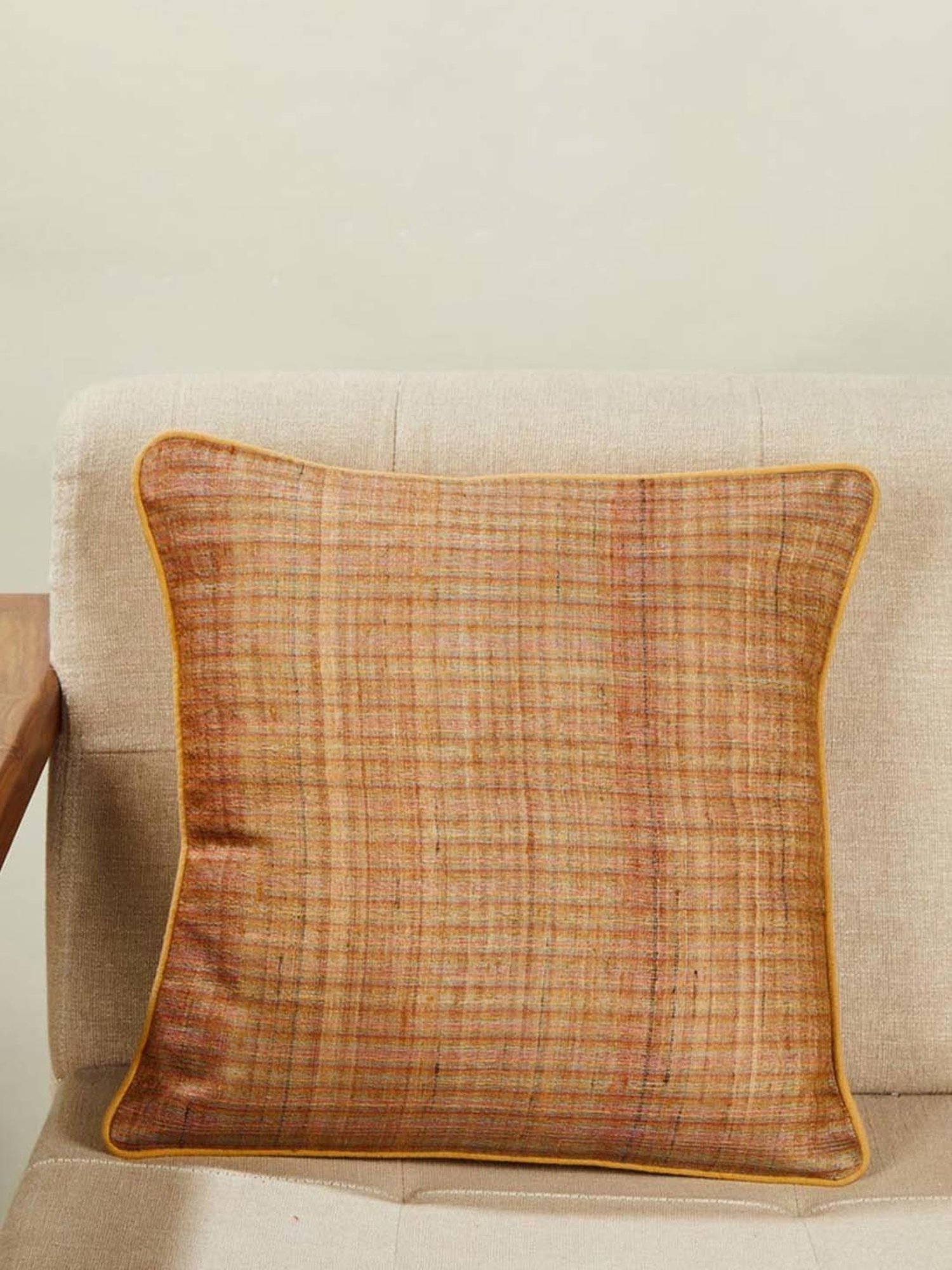 Fabindia Deeva -Tasar Yellow Silk Cushion Cover