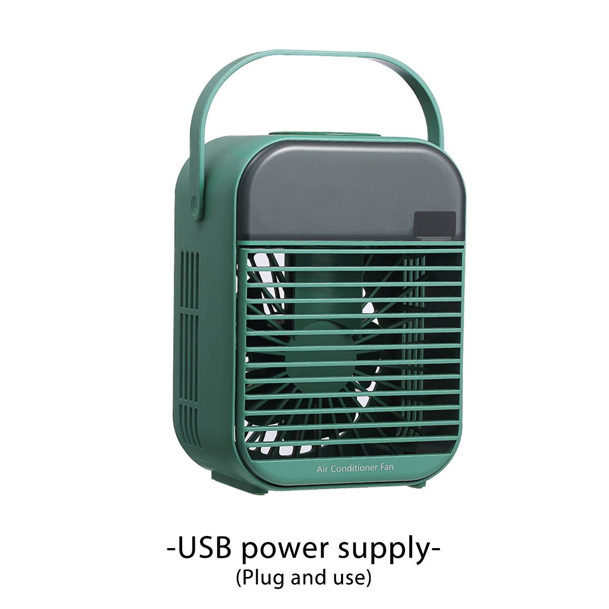 2000mAh 200ML Mist Humidifier Digital Display USB Power Supply Night Light Air Cooler Fan-Green