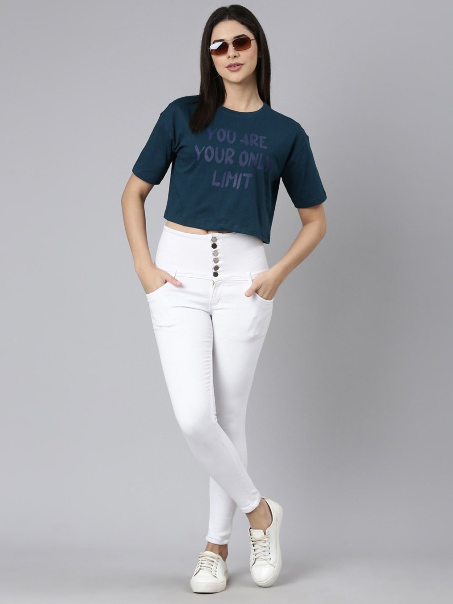 Kryptic Pure Cotton Printed Drop Shoulder Oversized Crop T-Shirt