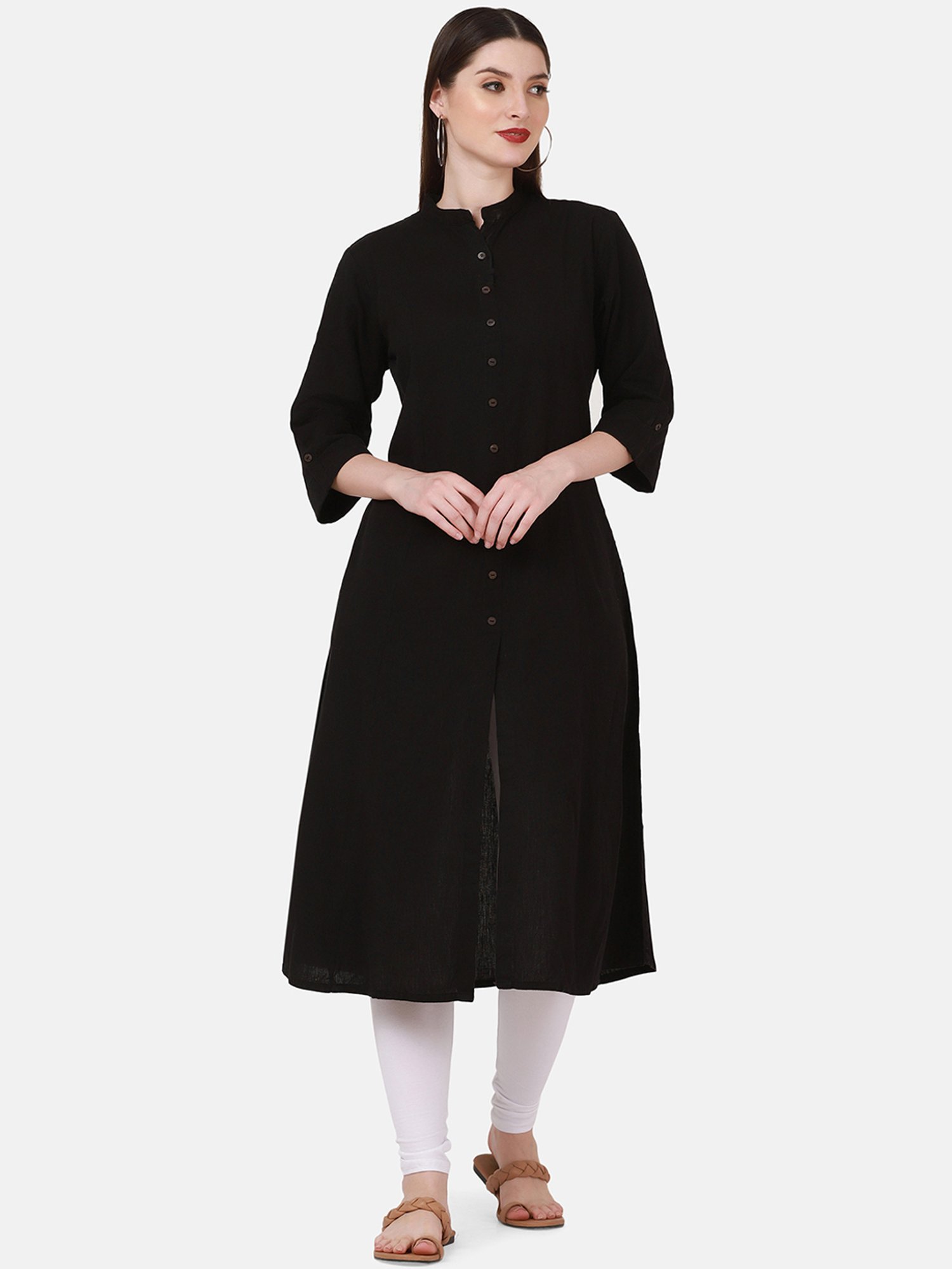 BUYNEWTREND Blue & White Cotton Leggings - Pack Of 2