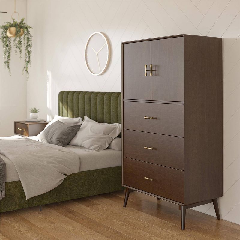 Brittany Tall 3 Drawer Dresser Walnut - Novogratz