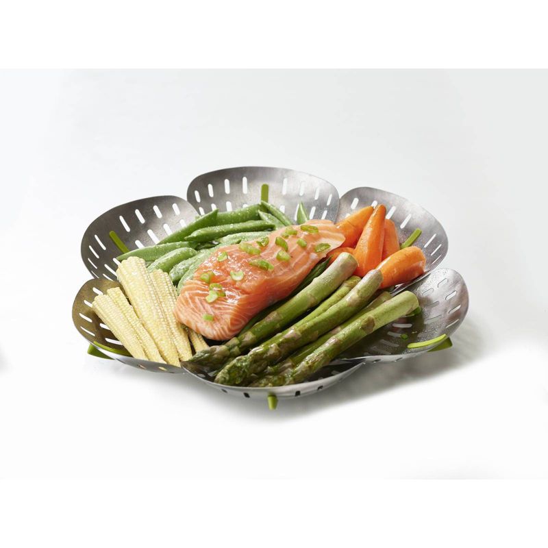 Joseph Joseph Bloom Steel Stainless Steel Folding Steamer Basket - Green