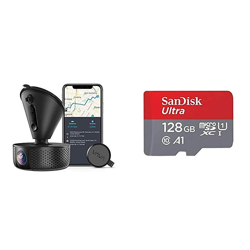 Dash Cam |  1920X1080P@60Fps | Wi-Fi Car Dash Camera | Sony Night Vision Sensor & SanDisk Ultra 128GB MicroSDXC UHS-I Card with Adapter - 100MB/s U1 A1 - SDSQUAR-128G-GN6MA