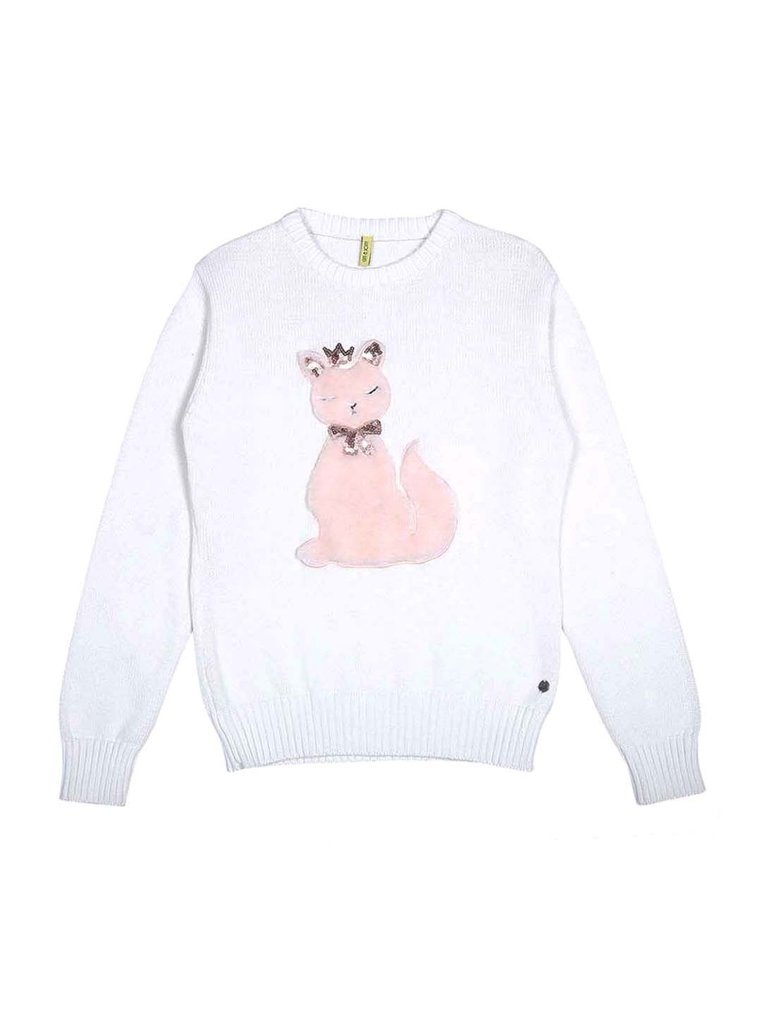 Elle Kids Black Solid Full Sleeves Sweater