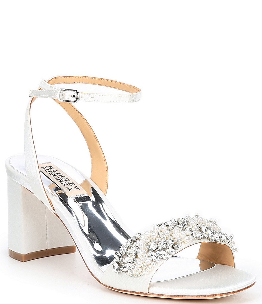 Badgley Mischka Clara Jewel Embellished Satin Dress Sandals