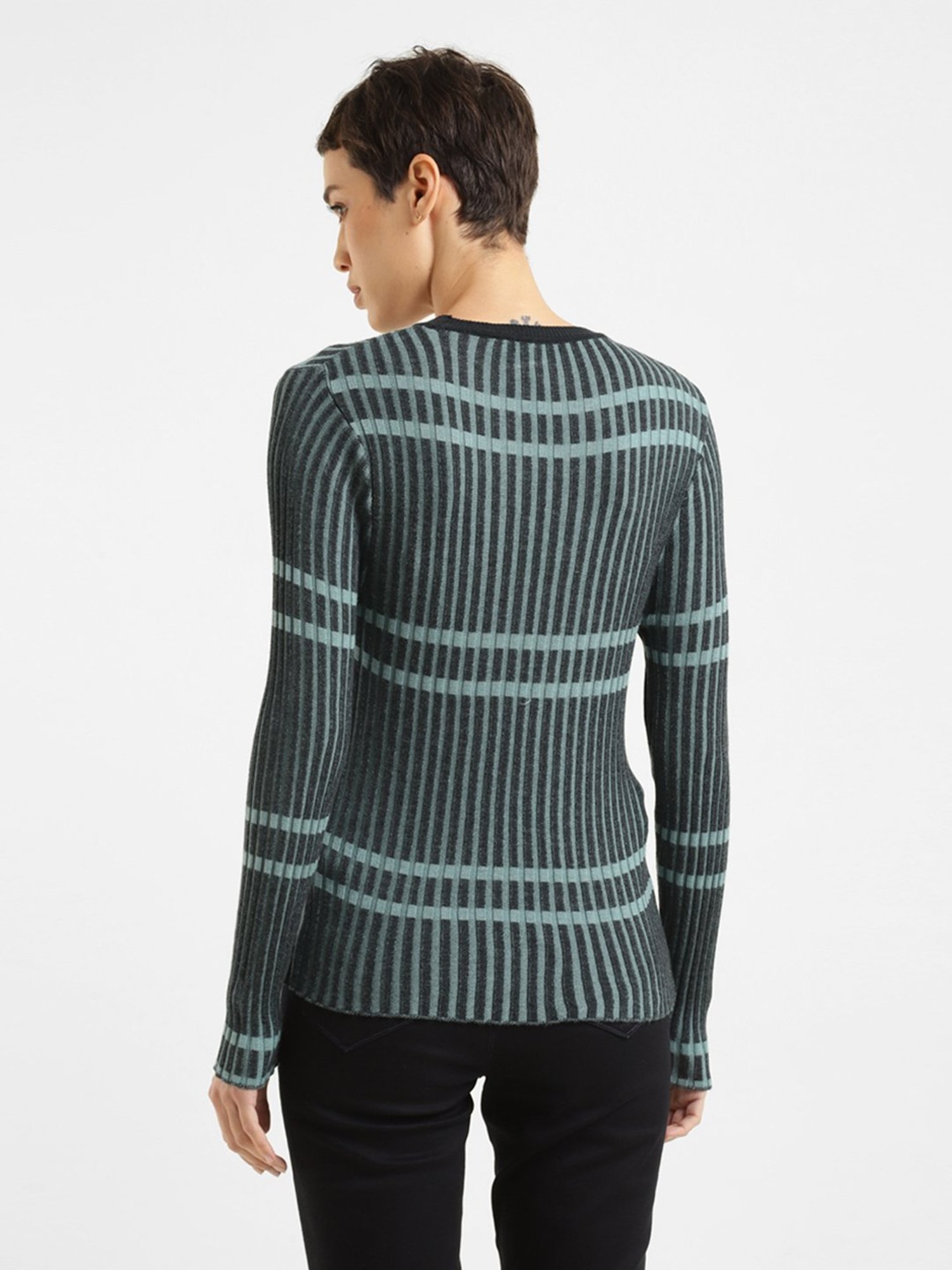 Levi's Green & Black Striped Top