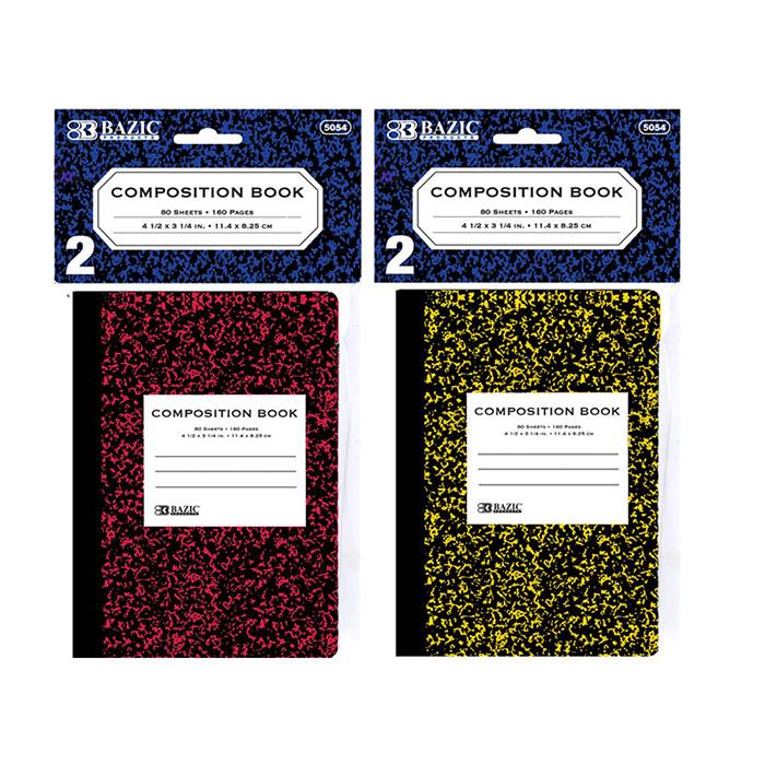 Bazic 5054- 24 80 Ct. 4.5 in. x 3.25 in. Mini Marble Composition Book- Pack of 24
