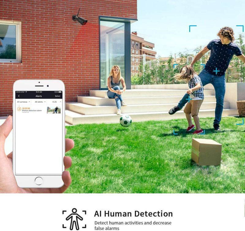 Outdoor Camera Wireless, Foscam 2K 4MP Wireless Outdoor Security Camera, Wireless Cameras with Human-only Detection, Night Vision, IP66 Waterproof, Cloud Storage, Support Alexa, Black