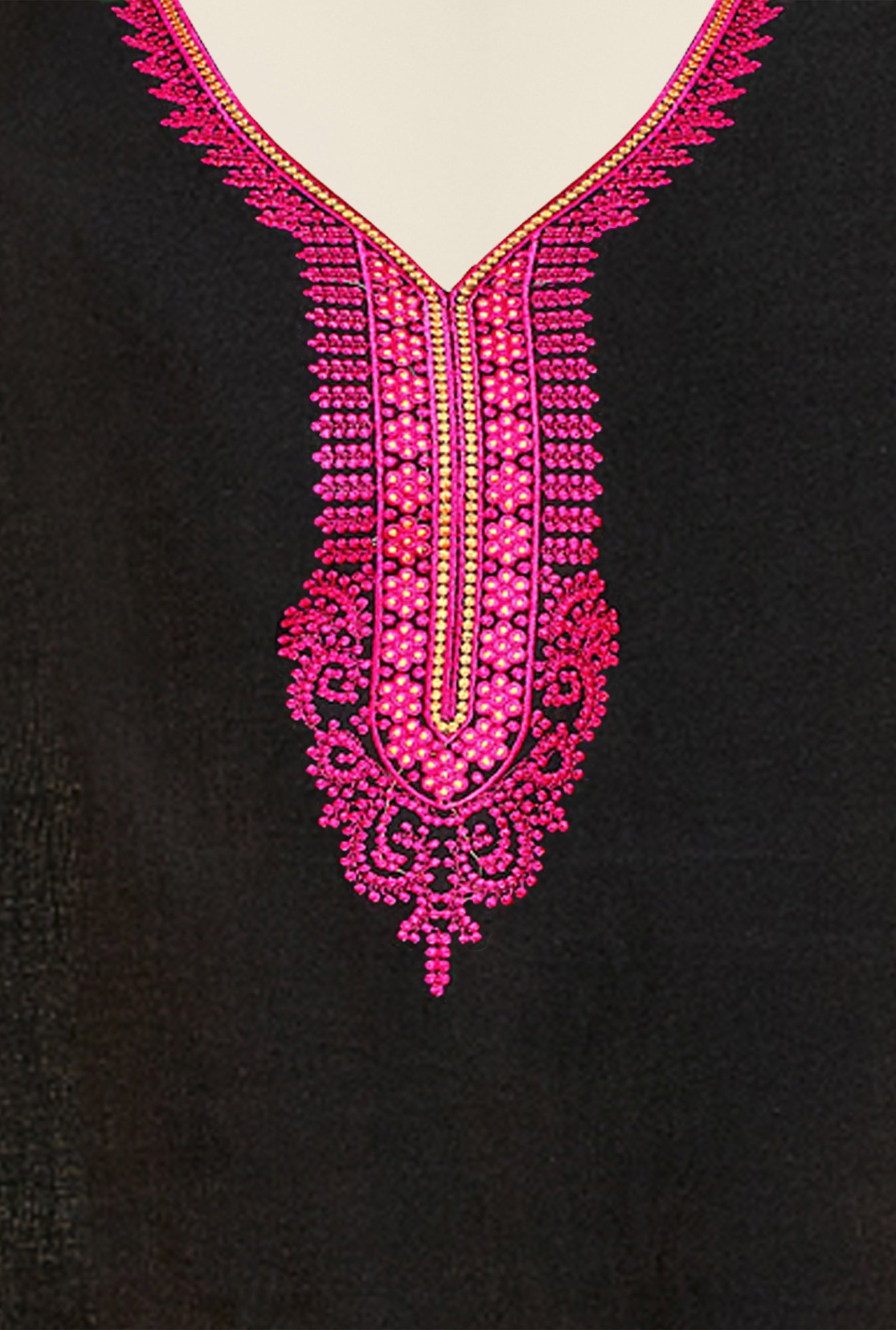 Saree Mall Black & Pink Embroidered Cotton Dress Material