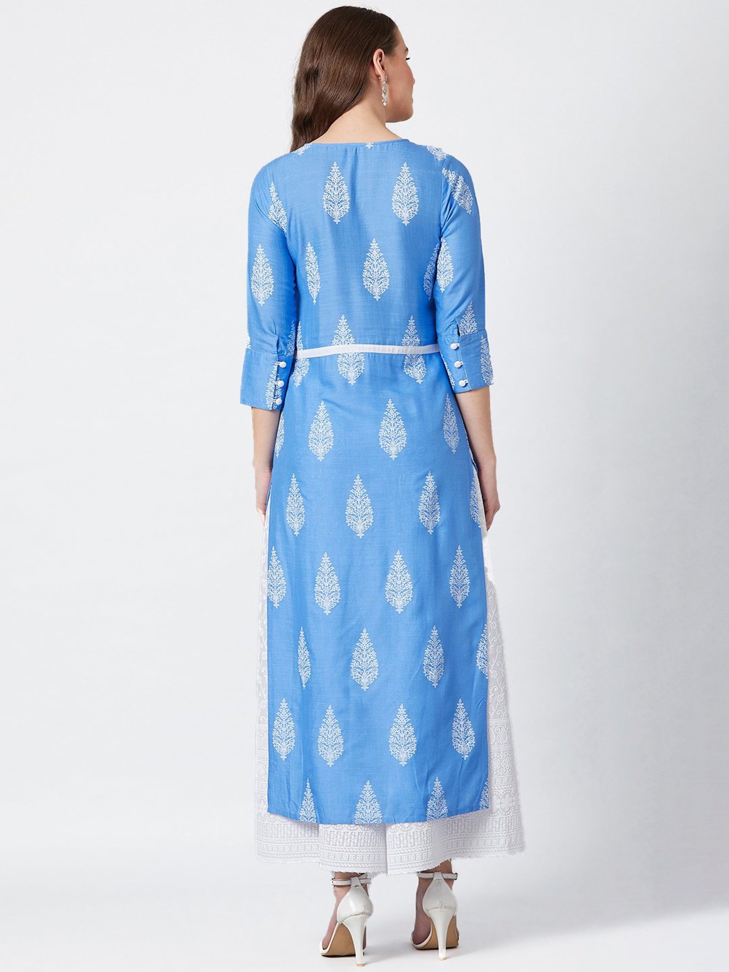 PANIT Blue Printed A Line Kurta