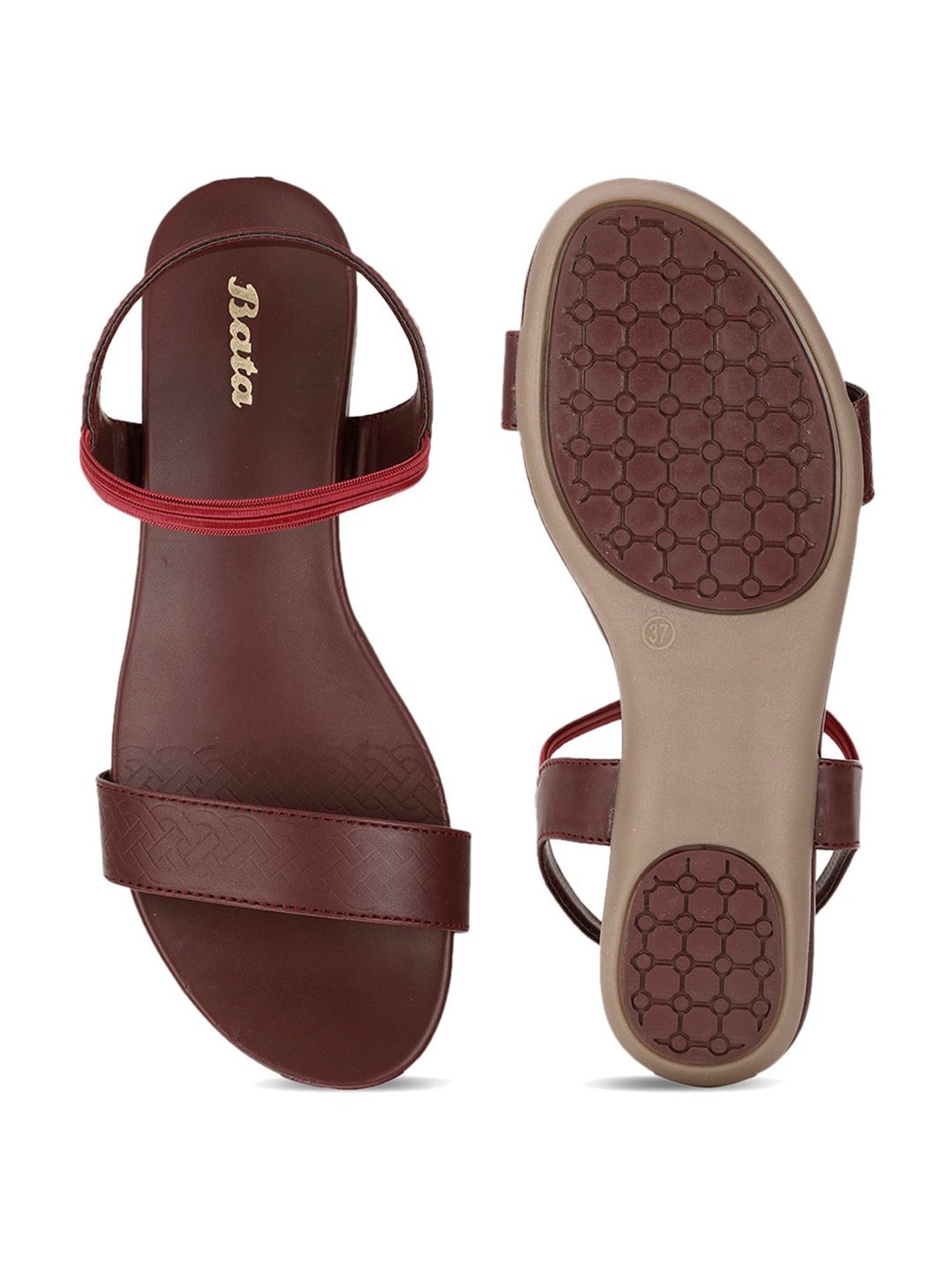 Bata Women's HOLLYE Maroon Ankle Strap Sandals
