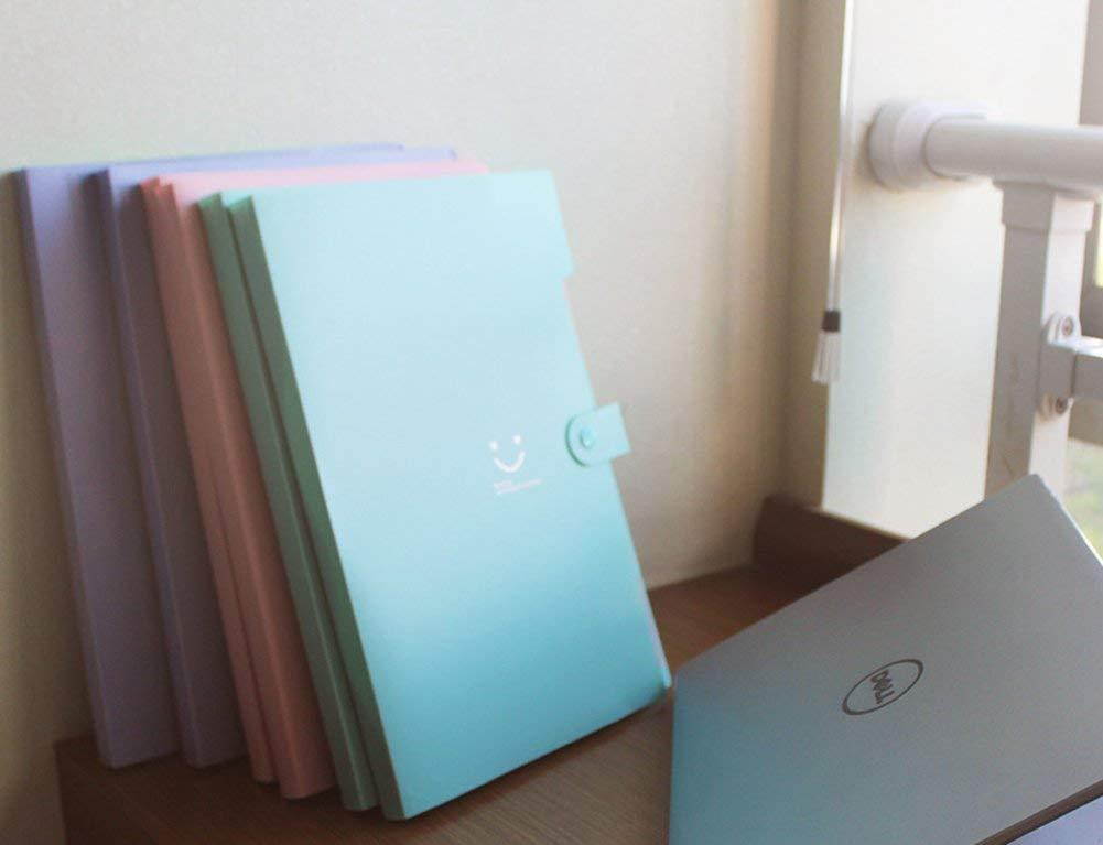 Placstic Expanding File Folders Accordion Document Organizer 5-Pocket A4 Letter Size with Snap Closure for School and Office,2-Pack,Green