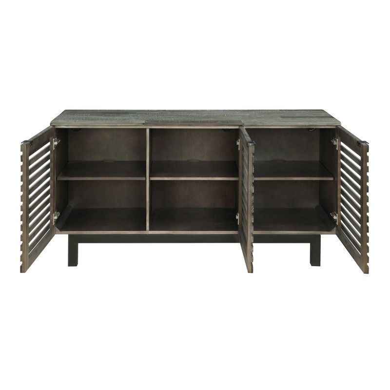 Rosemark 3 Door Media Credenza TV Stand for TVs up to 66" Gray - Treasure Trove Accents