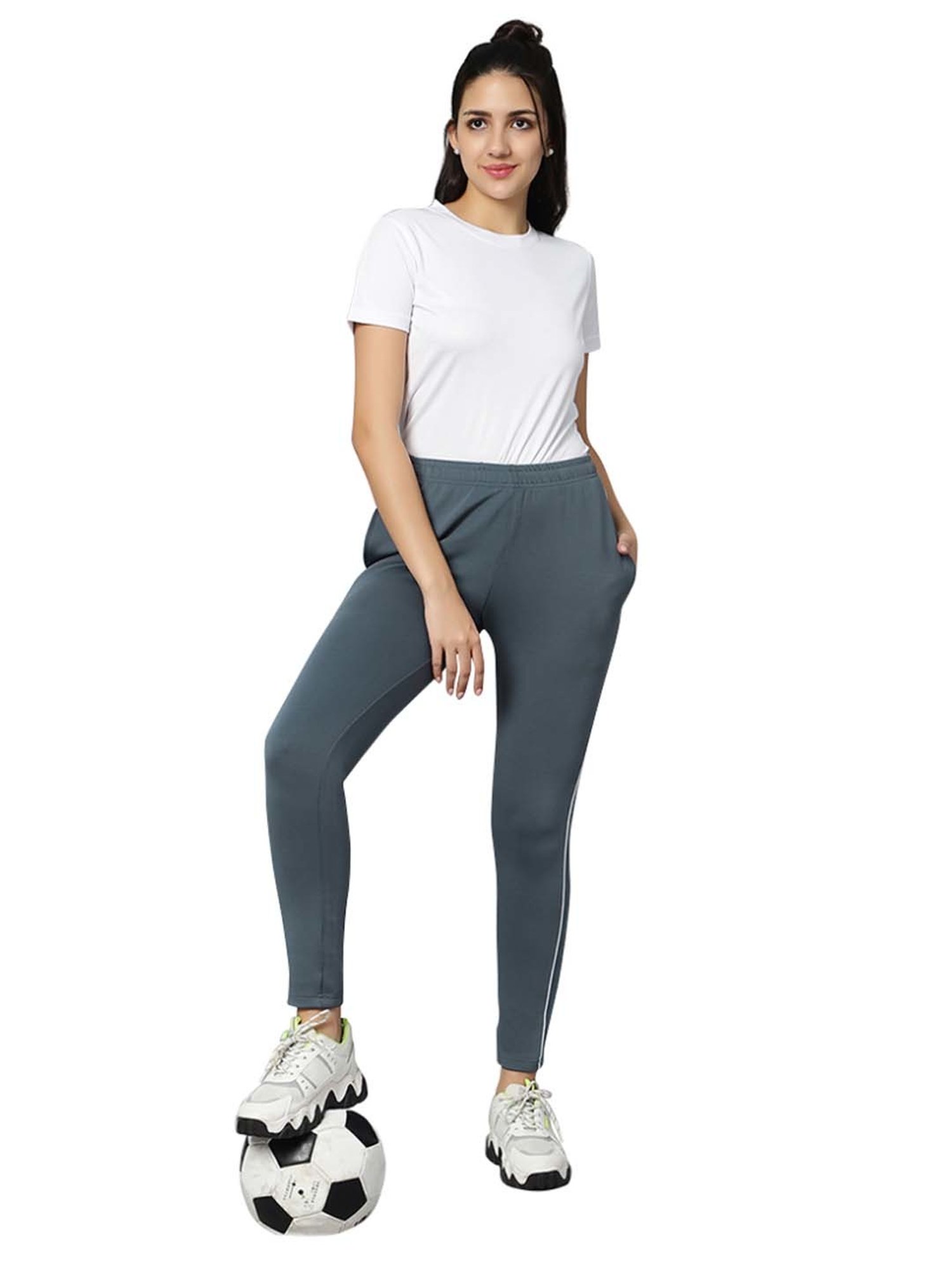 Omtex Grey & Navy Mid Rise Sports Track Pants - Pack Of 2