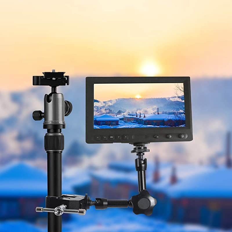 7 inch Articulating Friction Arm with Large Super Crab Clamp and Hot Shoe Mount 14quot Magic DSLR Tripod Arms Kit for Photography Video Camera Rig LED Light Flash Light LCD Monitor