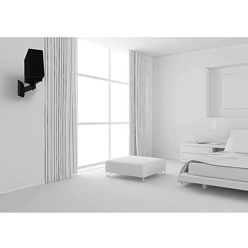 Dual Side Clamping Bookshelf Speaker Wall Mounting Bracket for Large Surrounding Sound Speakers Hold up to 55 lbs SWM201 Black