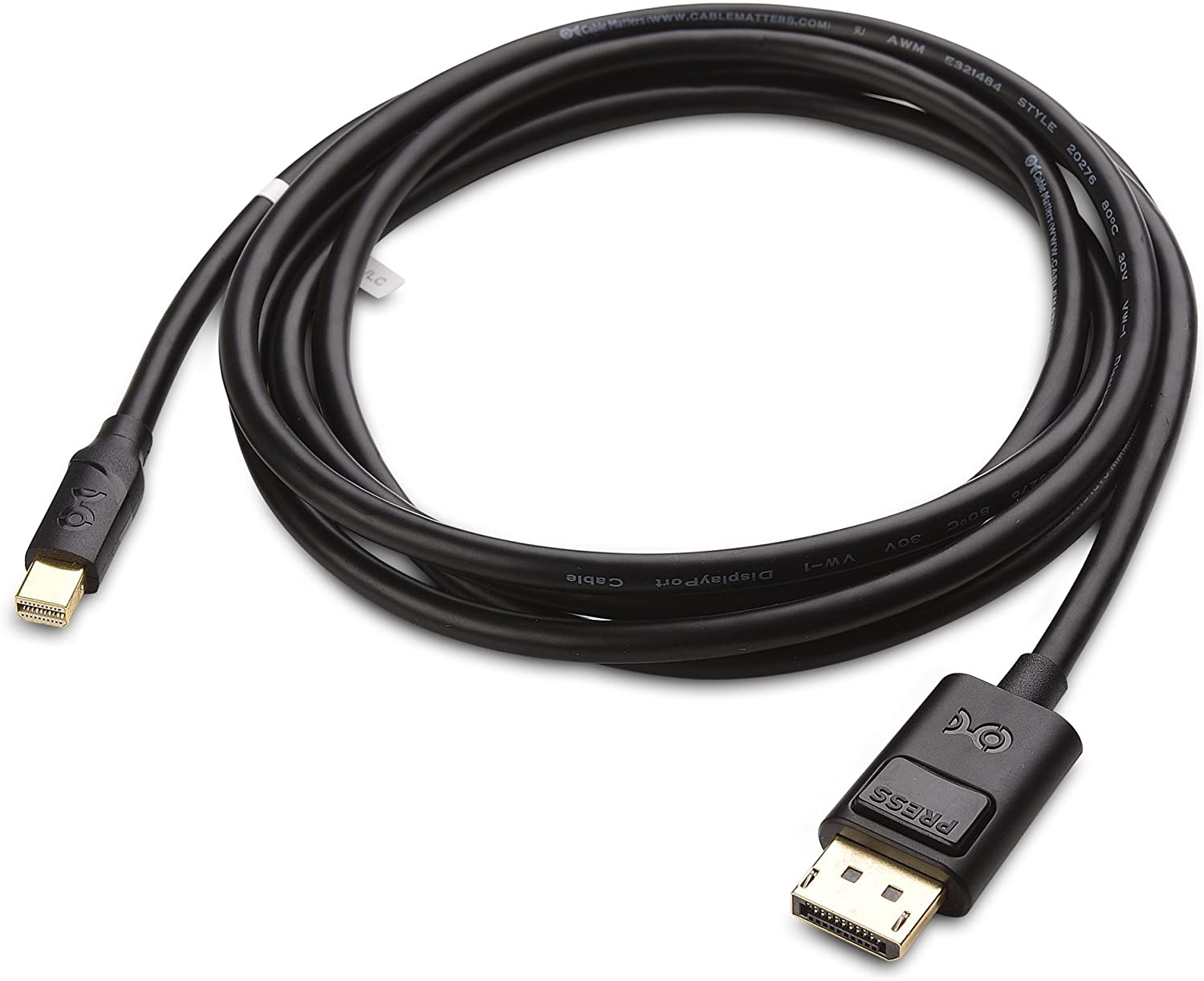 Cable Matters 4K Mini DisplayPort to DisplayPort Cable (DisplayPort to Mini DisplayPort) in Black 6 Feet - 4K 60Hz 2K 144Hz Monitor Support