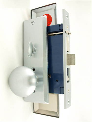 Maxtech (Like Marks 114A/26D) 1033B-26DR Satin Chrome 26D Right Hand Heavy Duty Mortise Entry Lockset, Screwless Knobs Thru Bolted Lock Set