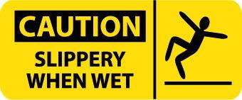 NMC SA143R-CAUTION, SLIPPERY WHEN WET (W/GRAPHIC), 7X17, RIGID PLASTIC (1 EACH)