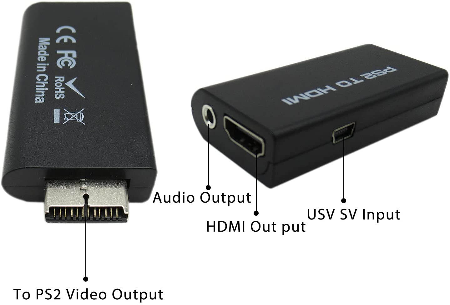 Xspeedonline PS2 to HDMI Converter Adapter Video Converter PS2 to HDMI Converter with 3.5mm Audio Output for HDTV HDMI Monitor Supports All PS2 Display Modes