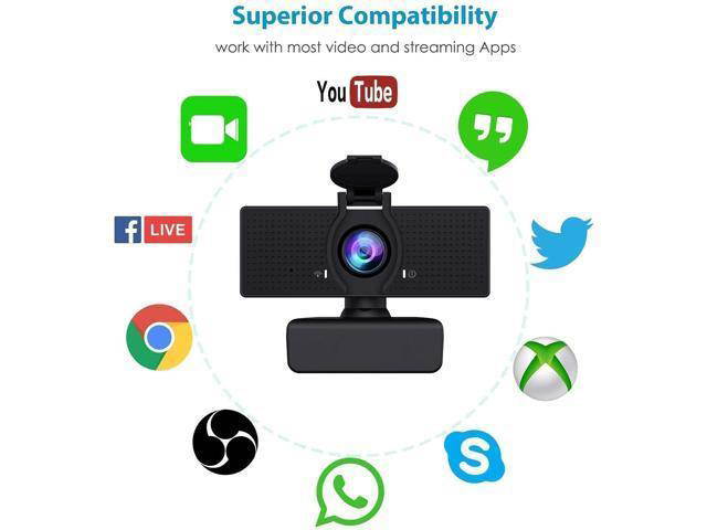 1080P webcam NexiGo N60 USB camera with microphone and privacy shield 110 degree wide angle plug and play suitable for Zoom/Skype/team meetings, video calls and recording HD 720p widescreen black