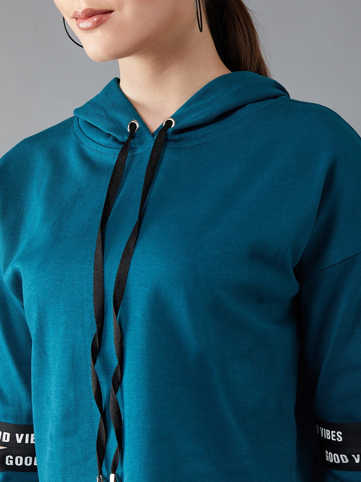DOLCE CRUDO Turquoise Cotton Sweatshirt