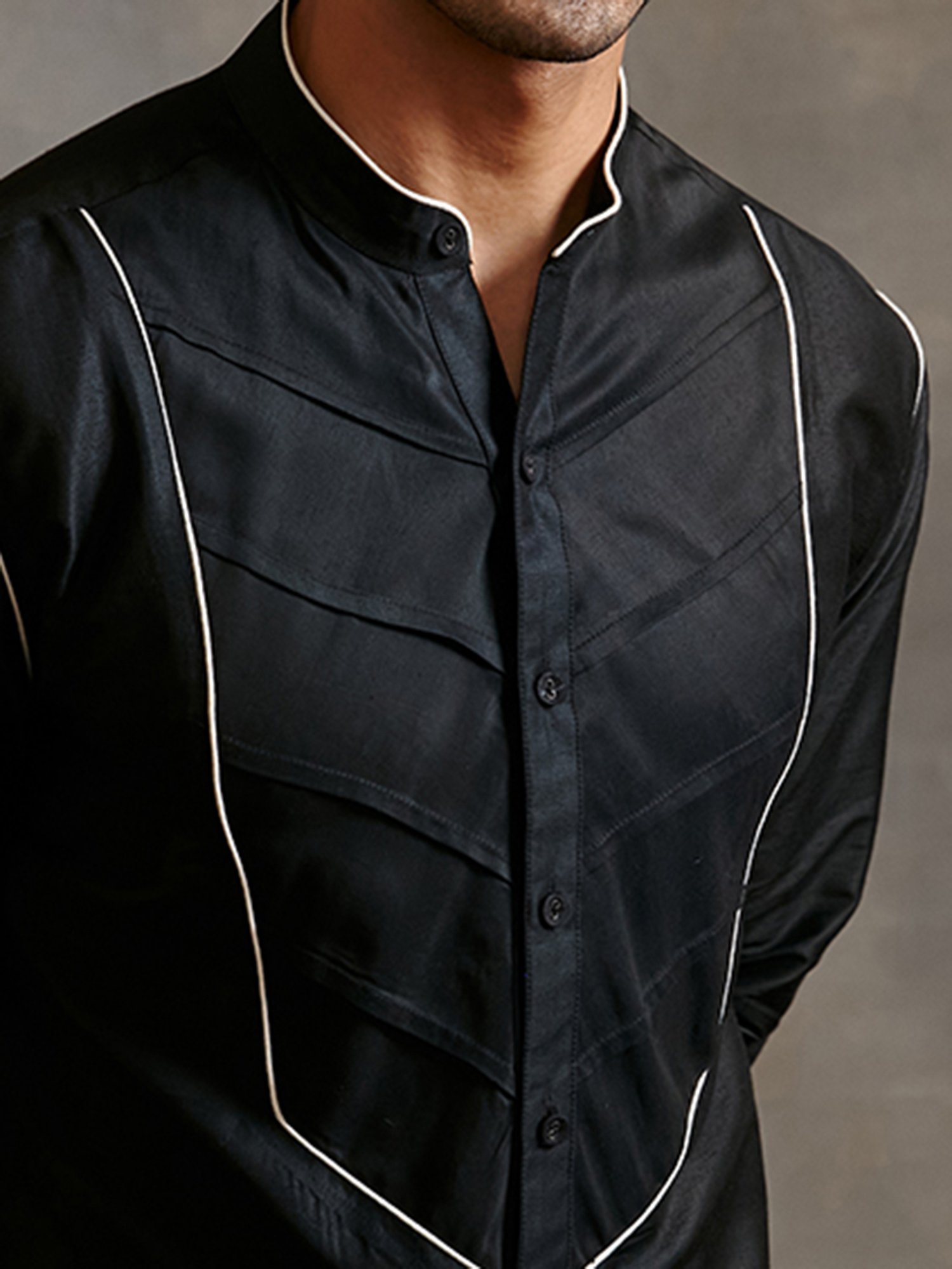 Abhishti Black Regular Fit Banarasi Kurta & Afghani Pants Set