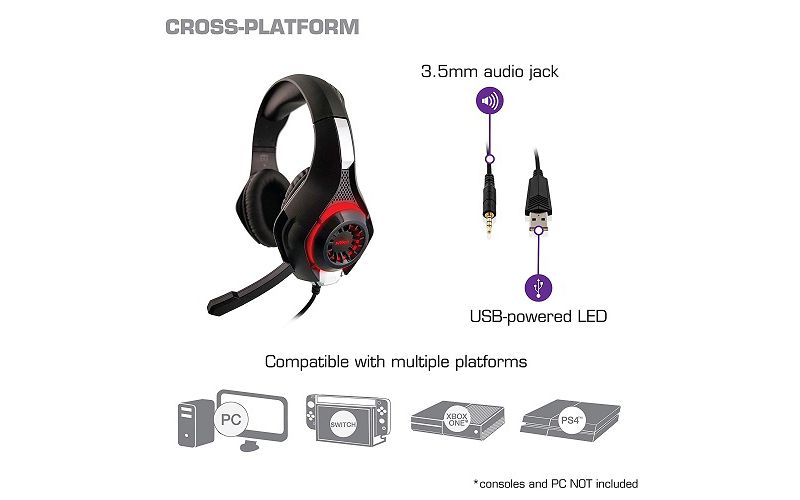 Nyko Core 80801 Wired Gaming Headset - 40mm Driver Stereo Speakers - Omni-directional retractable microphone - Inline mute & volume controls