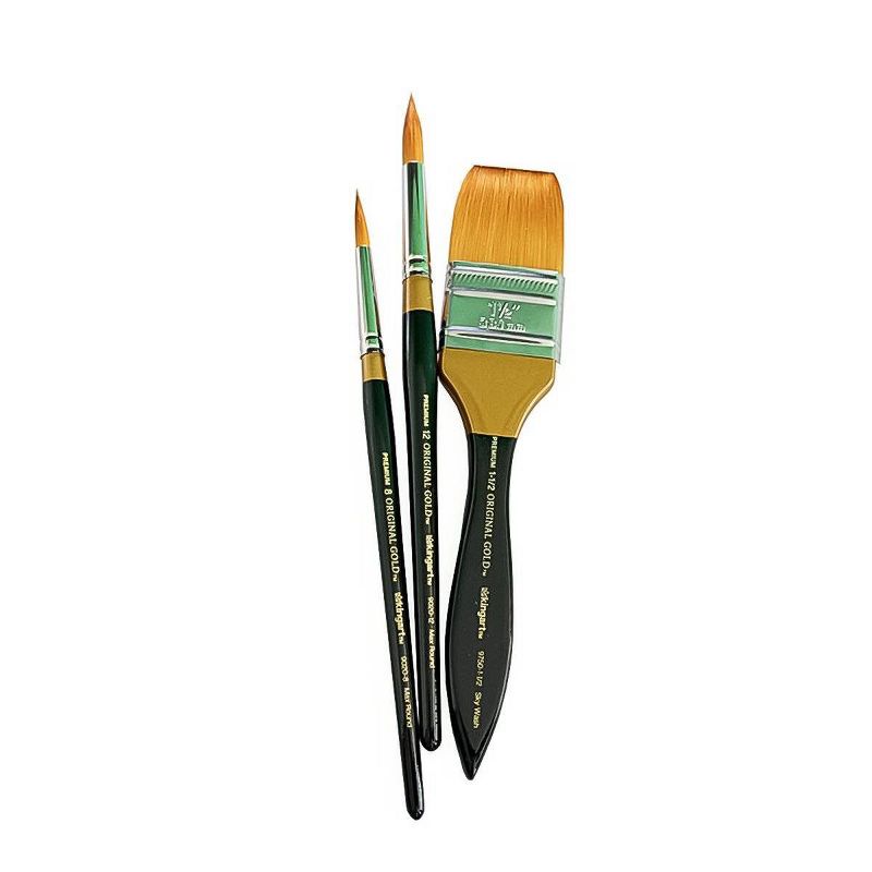 Kingart 3pc Original Gold Watercolor Brush Collection