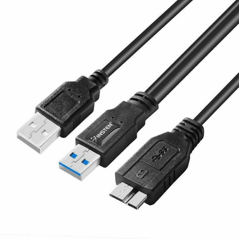 Dual USB 3.0 Type A to Micro-B USB Y Shape Cable for External Hard Drives