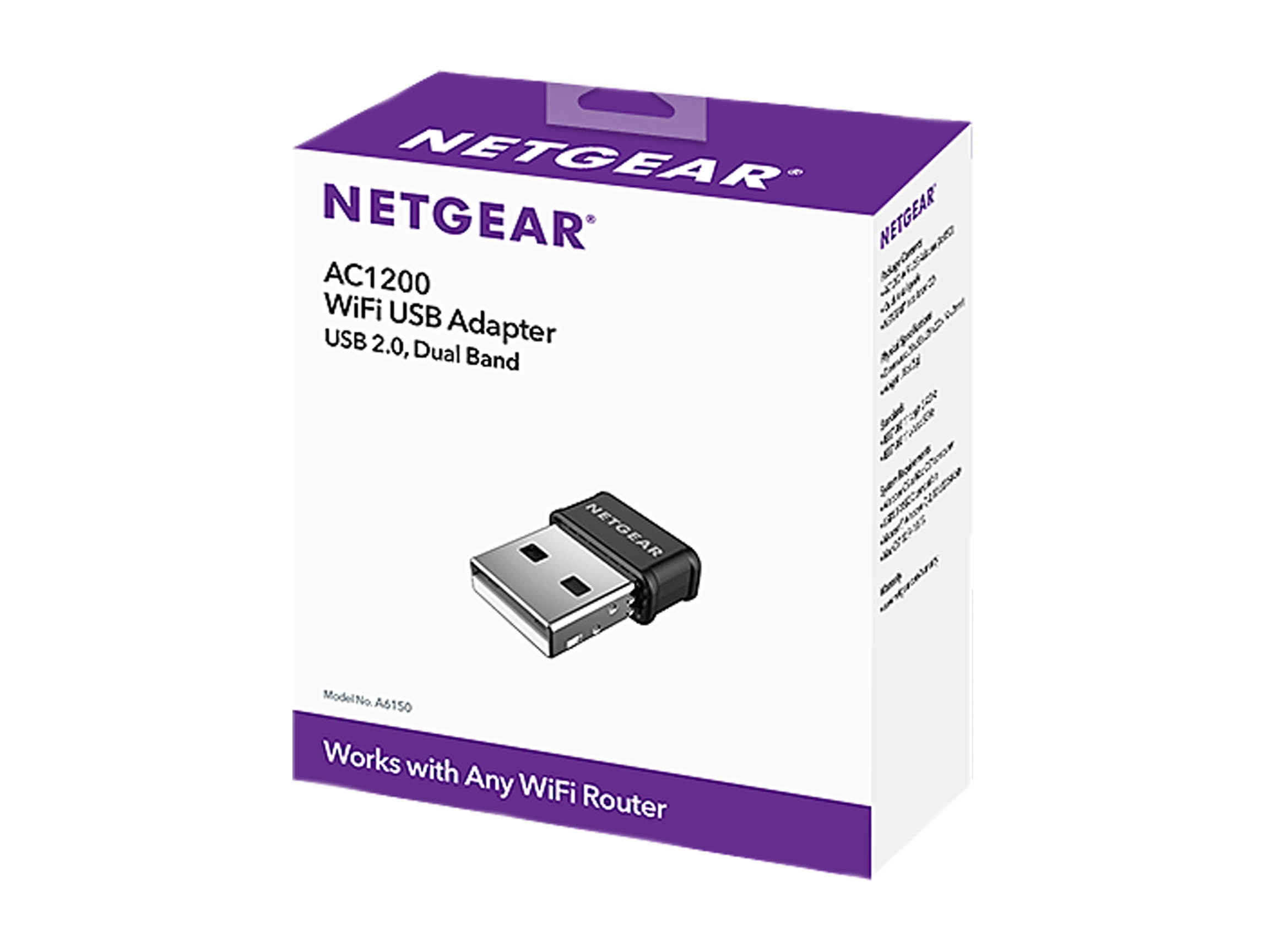 NETGEAR AC1200 WiFi USB Adapter &ndash; USB 2.0 Dual Band, Compatible with Windows and Mac (A6150)