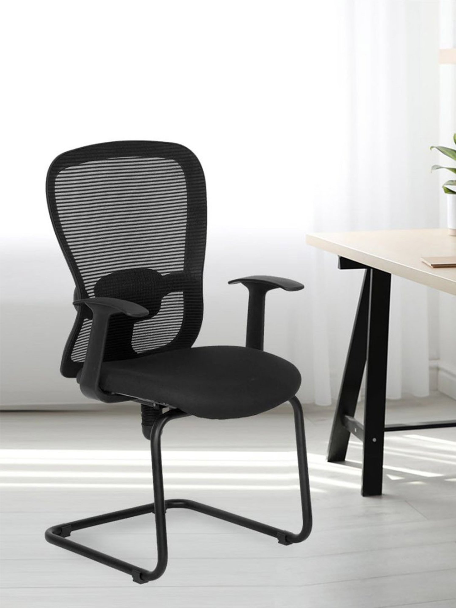 Nilkamal Alba Black Mesh Mid Back Visitor Chair