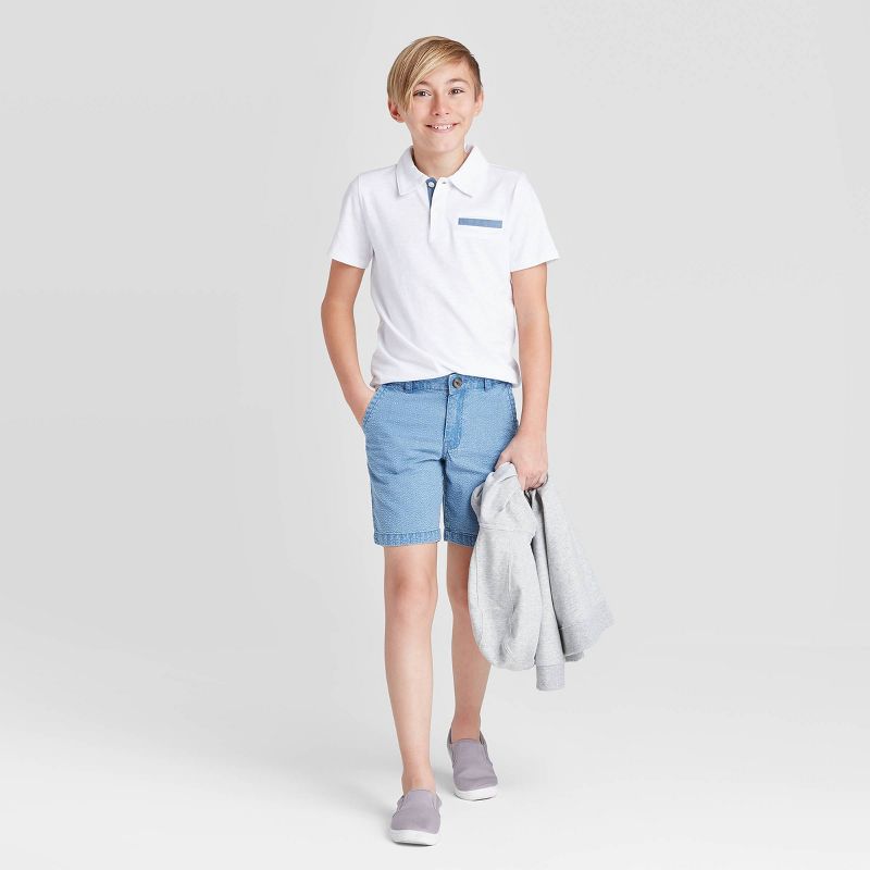 Boys' Short Sleeve Knit Polo Shirt - Cat & Jack™ White XL