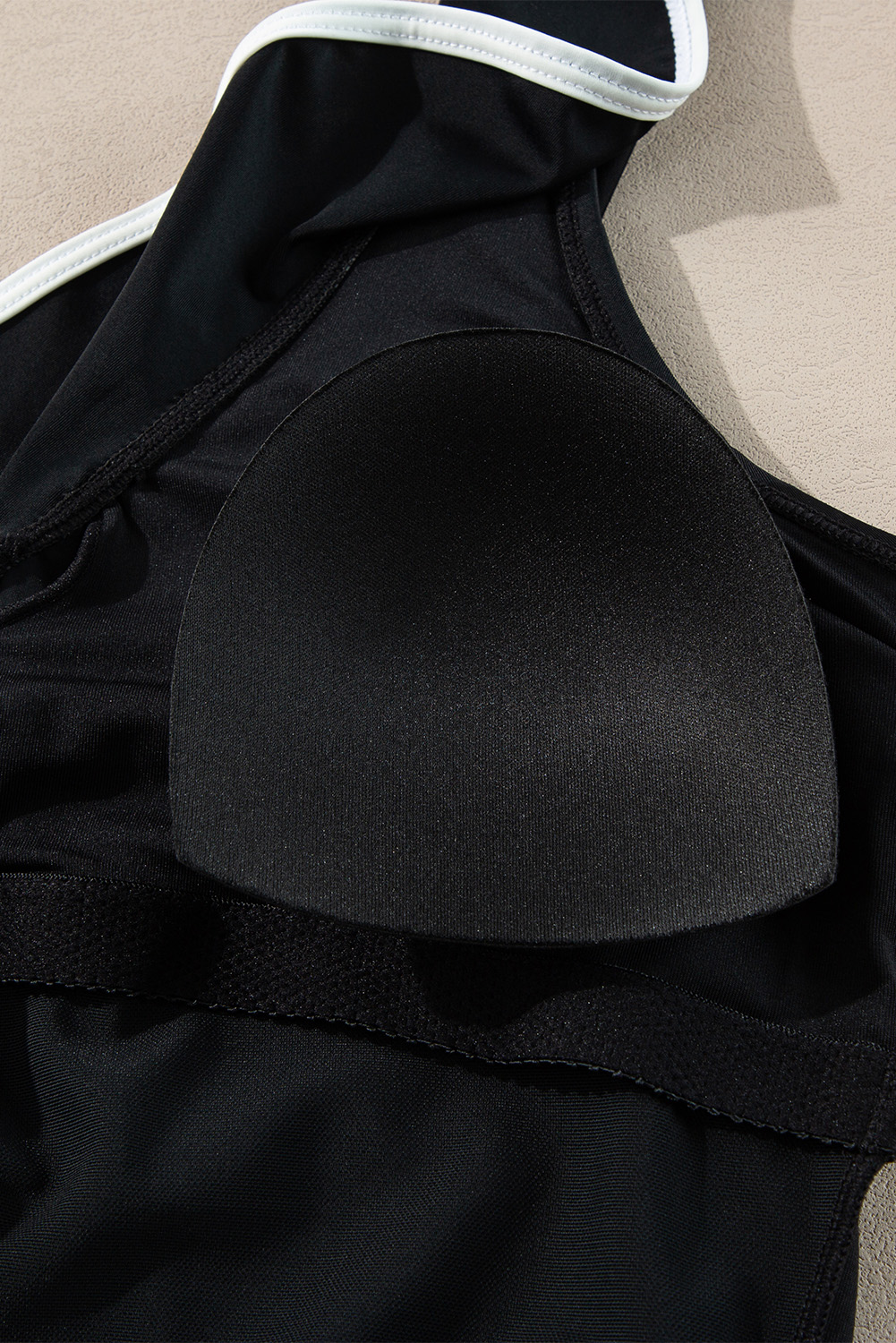 Black Plant Print Zip Front Half Sleeve One Piece Swimsuit