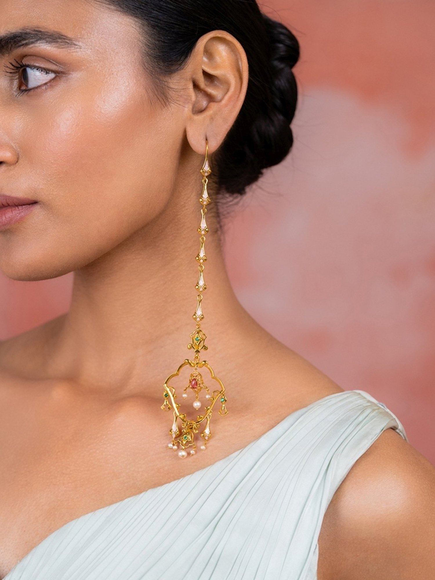 Shaya 92.5 Sterling Silver Yellow Gold Shaadi Squad Bridechilla Shoulder Duster Earrings for Women