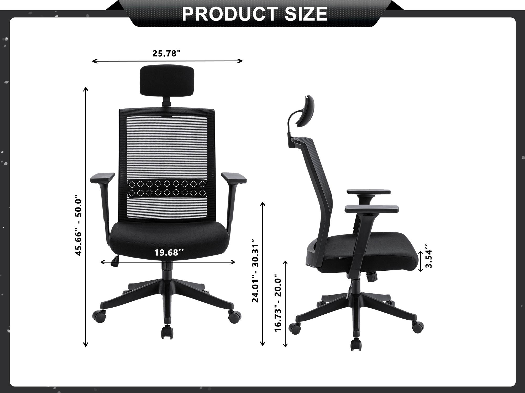 Qwork Ergonomic Office Chair Adjustable Headrest Mesh Office Chair Office Desk Chair Swivel Computer Task Chair