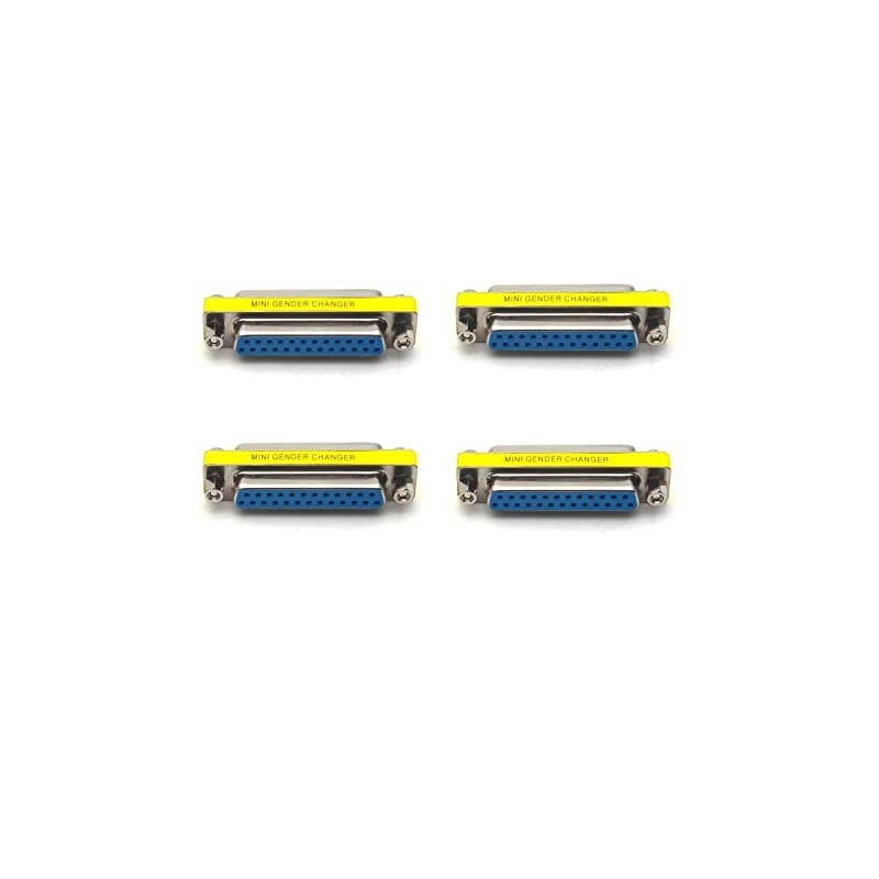 4-Pack DB25 25 Pin Serial Port Female to Female Mini Gender Changer Coupler Adapter RS232 Connector