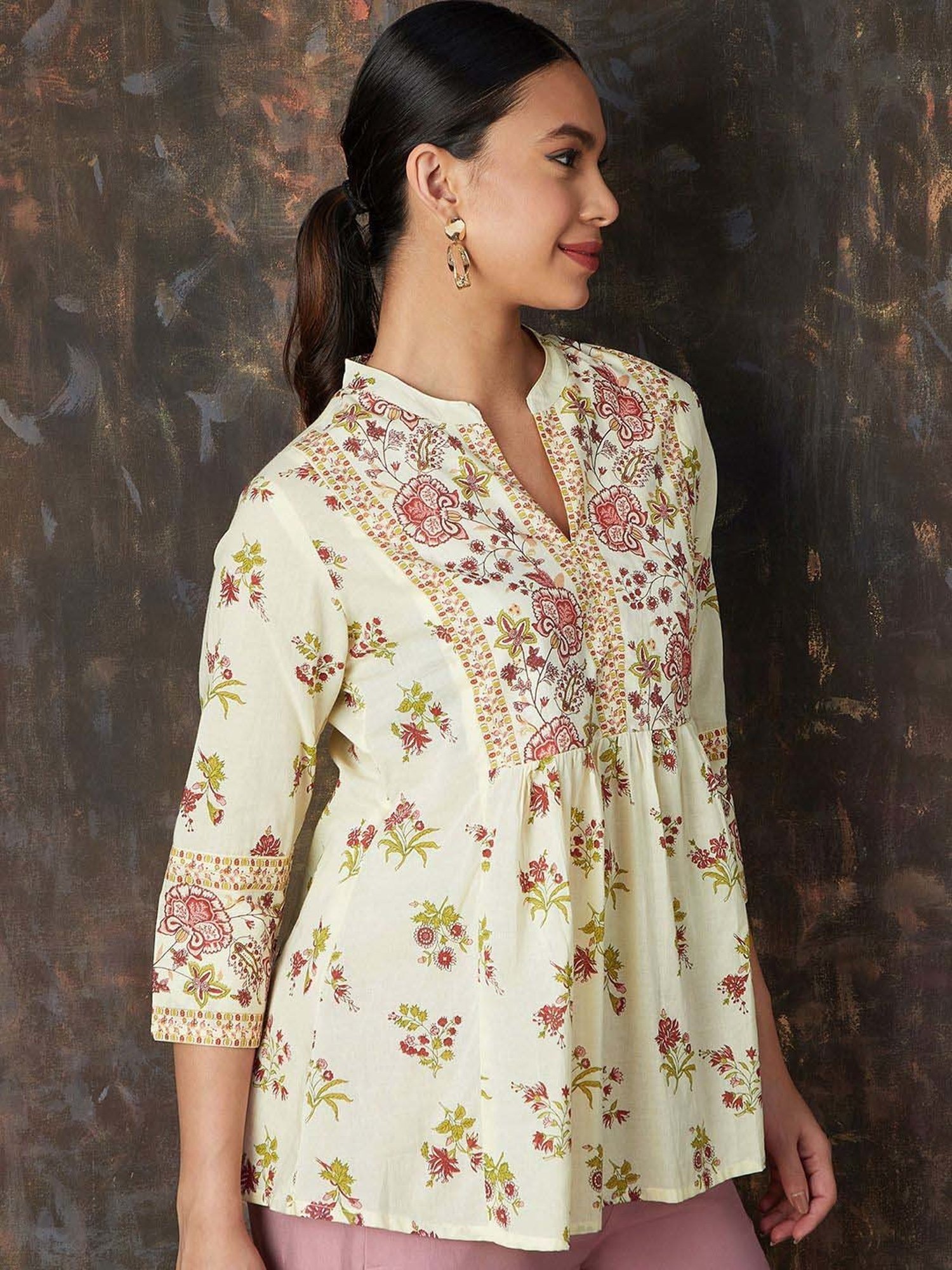 Melange by Lifestyle Off-White Cotton Printed Tunic