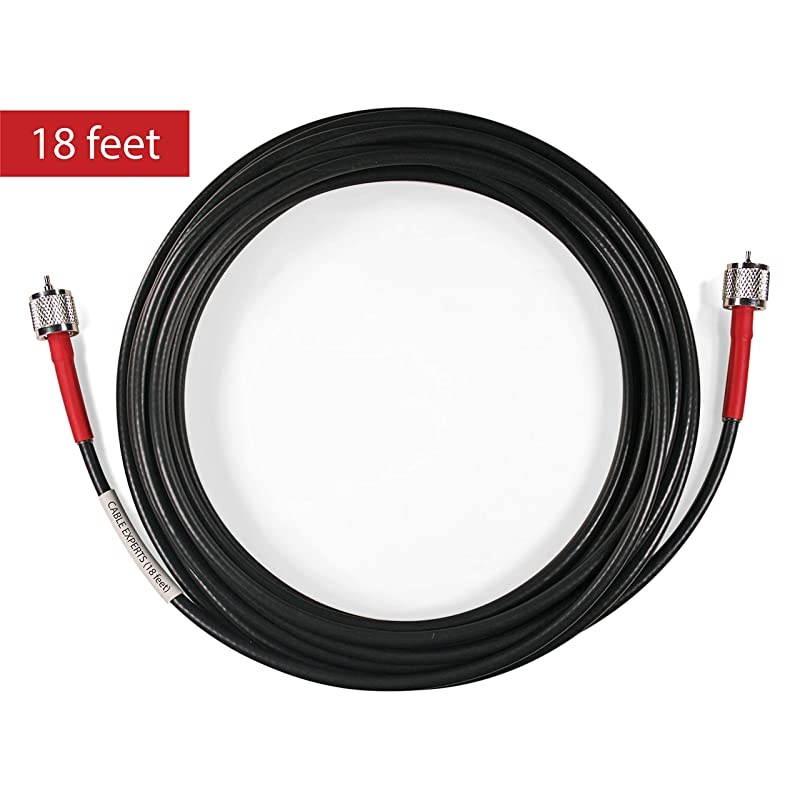 Experts RG8X Coax 18 FT PL259 MM Connectors Heavy Duty IndoorOutdoor Weatherproof Jumper s CB Ham Radio Short Wave Radio HF VHF UHF