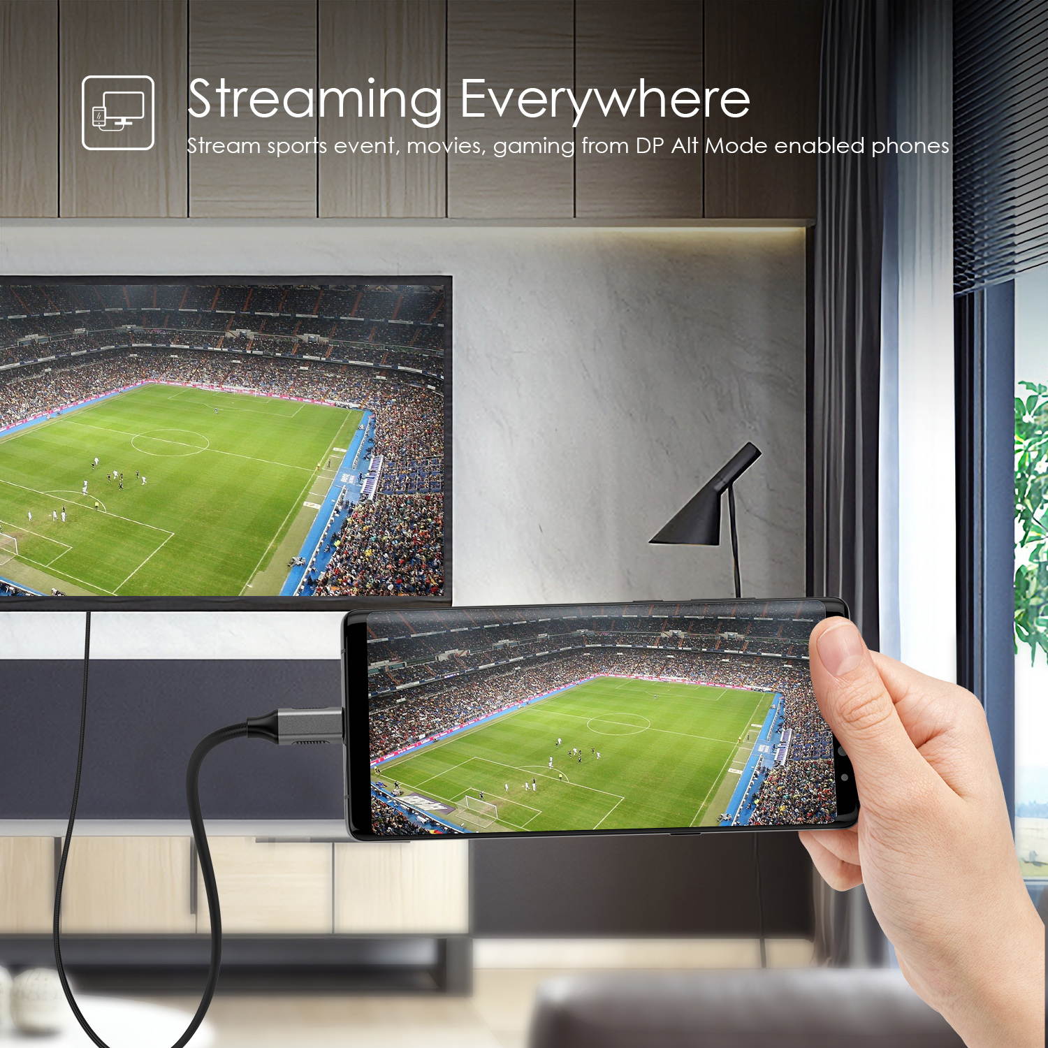 USB-C Thunderbolt 3 Type C to 4K HDMI Cable Adapter for 2018 MacBook Air / Pro /iPad Pro/Tablets (1.8M Space Gray )