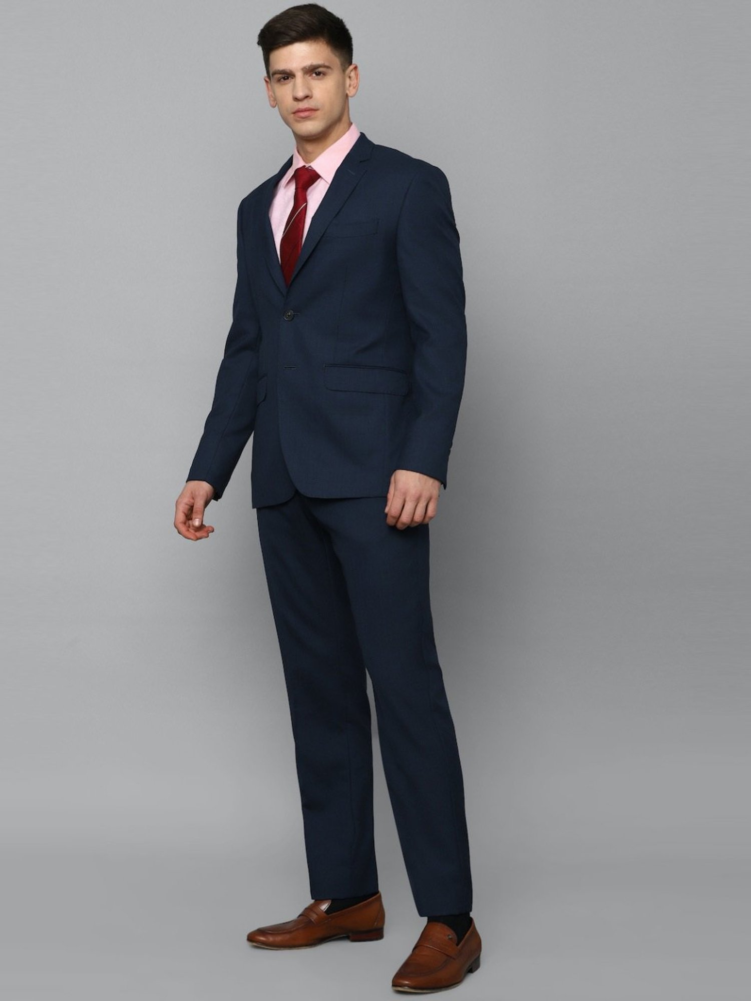 Luxure By Louis Philippe Navy Slim Fit Two Piece Suit