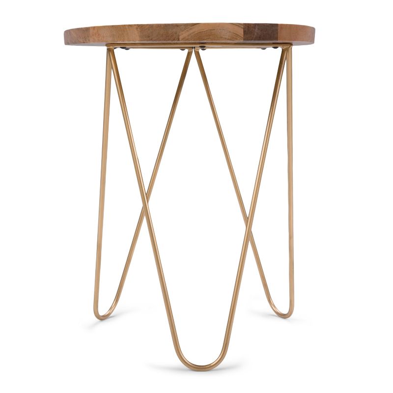 18" Tillman Metal and Wood Accent Table Natural/Gold - WyndenHall