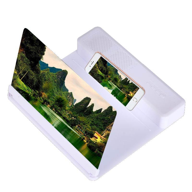 12" Phone Screen Amplifier Bracket with Bluetooth Speaker Screen Magnifier Stand