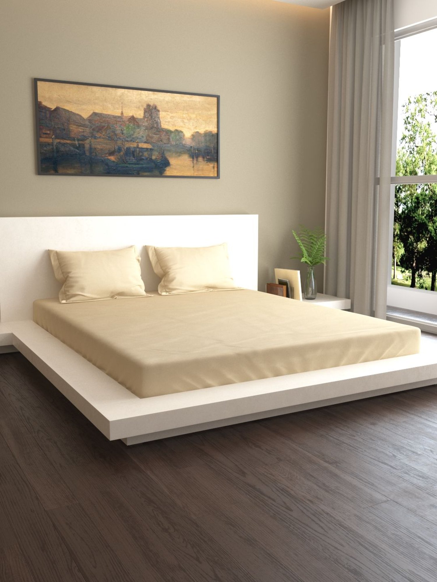 Mark Home Naturelle 400 TC Beige Bed Sheet Set