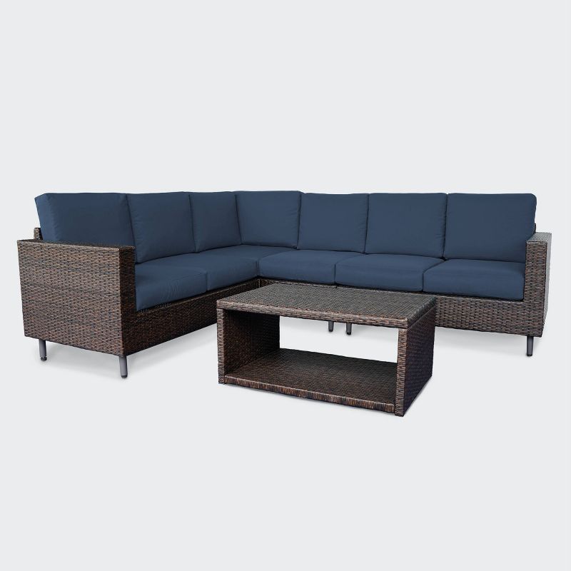 Draper 5pc Sectional Set with Sunbrella - Navy - Leisure Made
