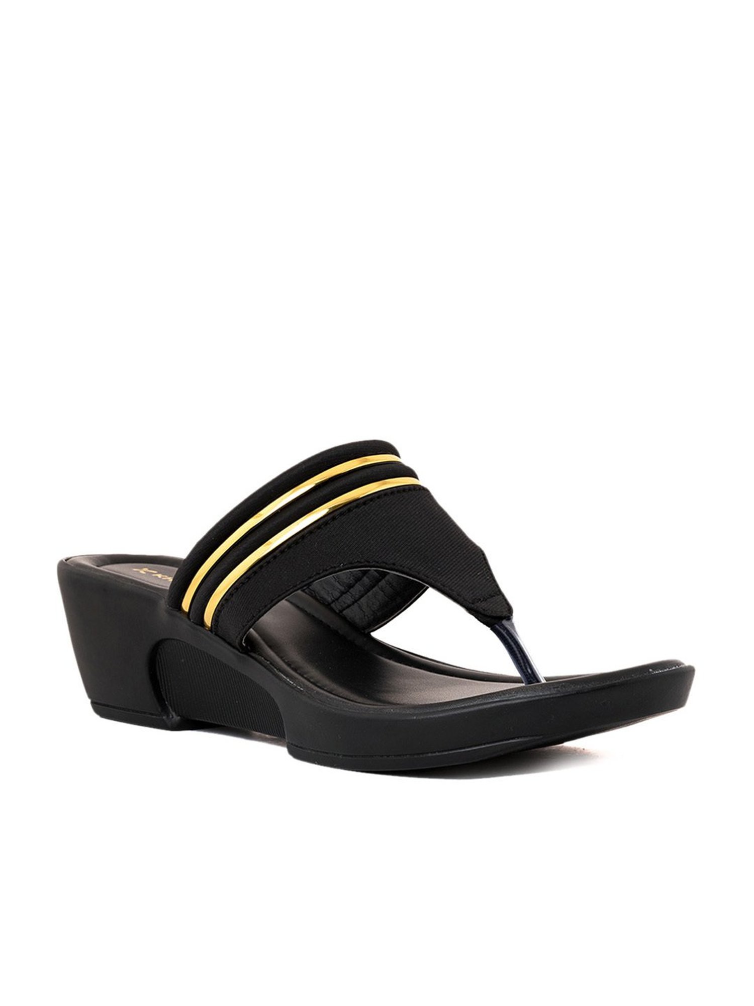 Khadim Women's Black Thong Wedges