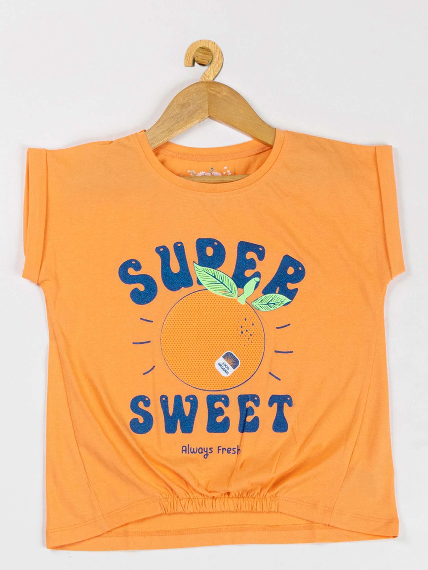 NINS MODA Kids Orange Printed Crop Top