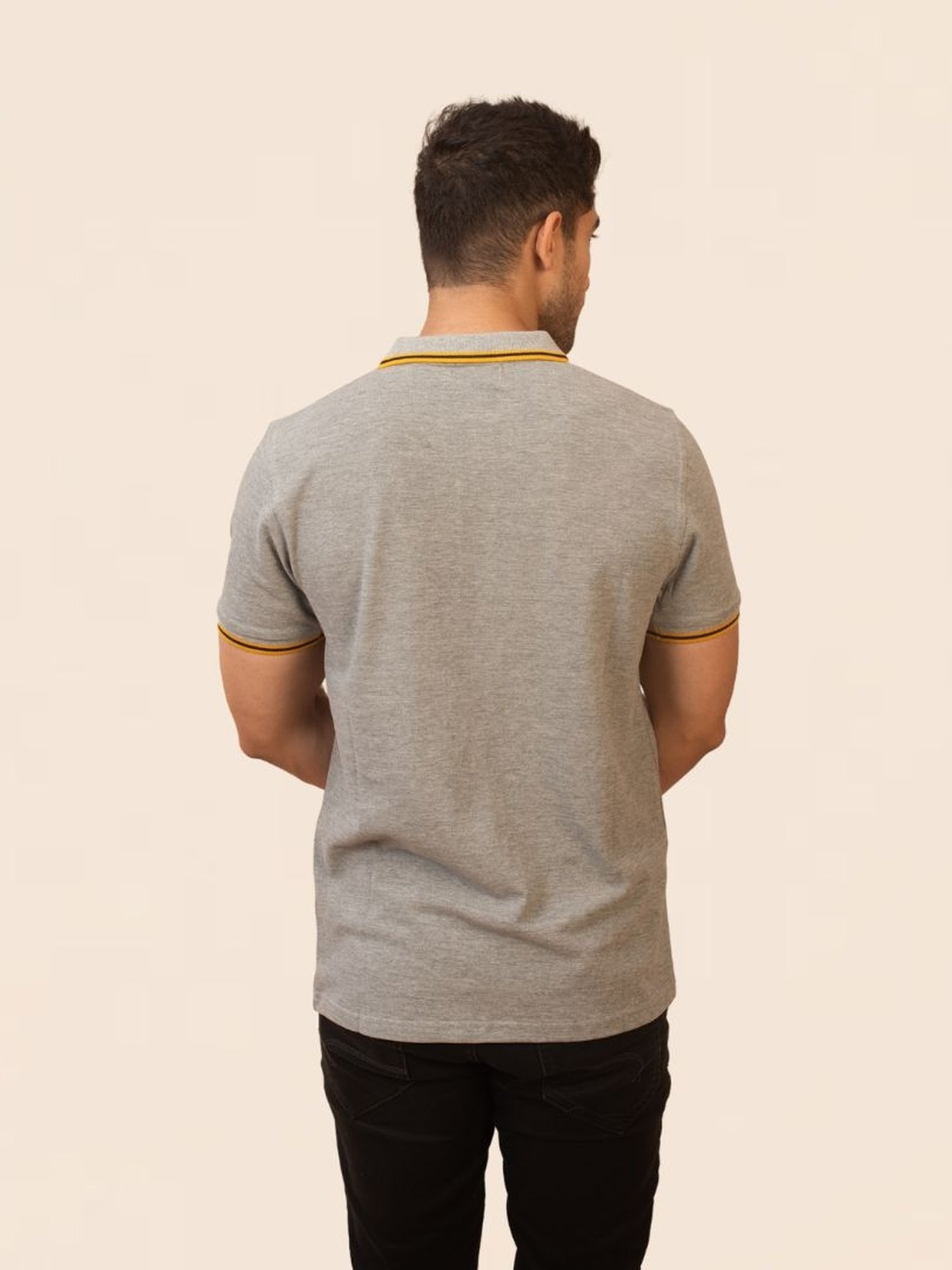The Bleu Label Grey Cotton Slim Fit Polo T-Shirt